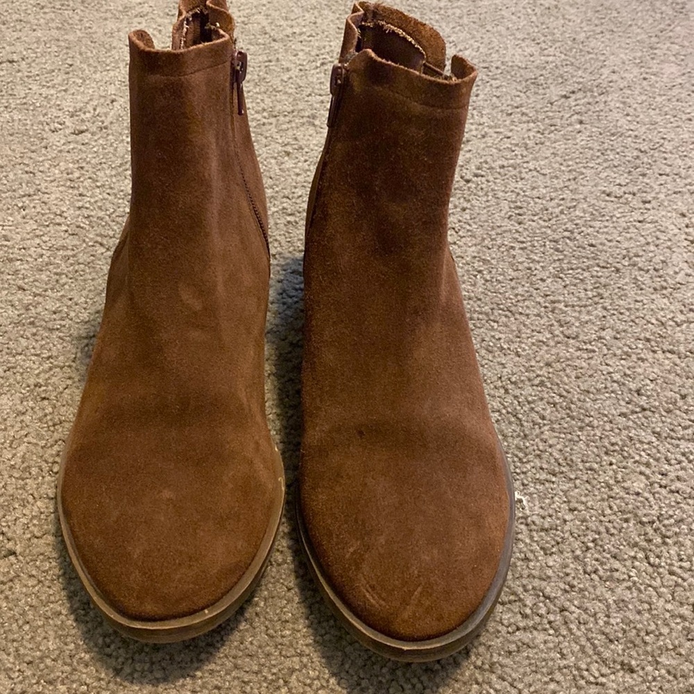 Carmel brown suede boots